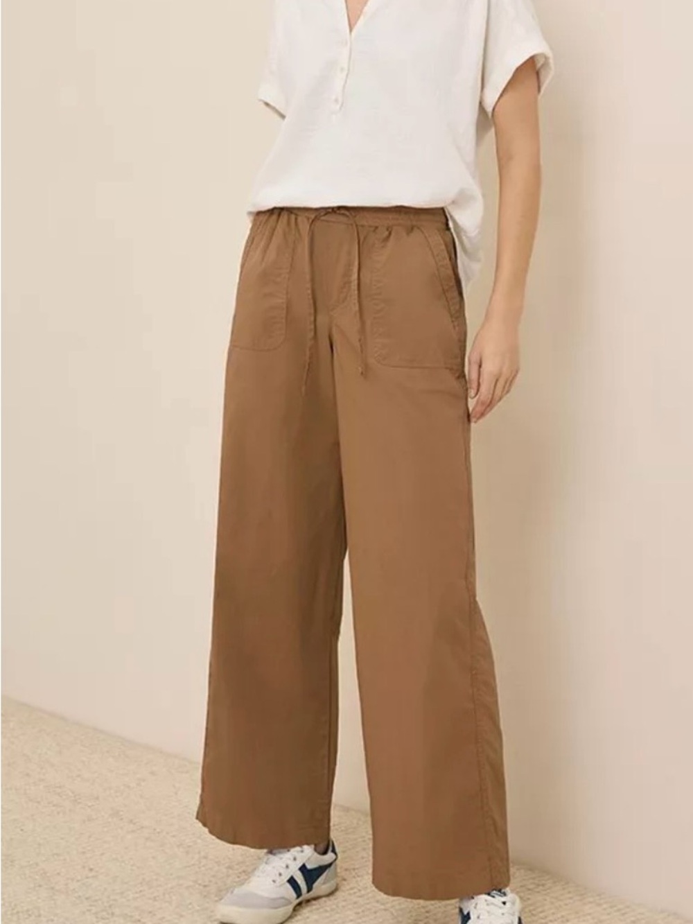 Pact
Women's Organic Cotton Monterey Poplin Wide Leg Size Large  in Brown Sugar
